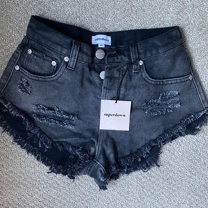 Superdown Black Jean Shorts